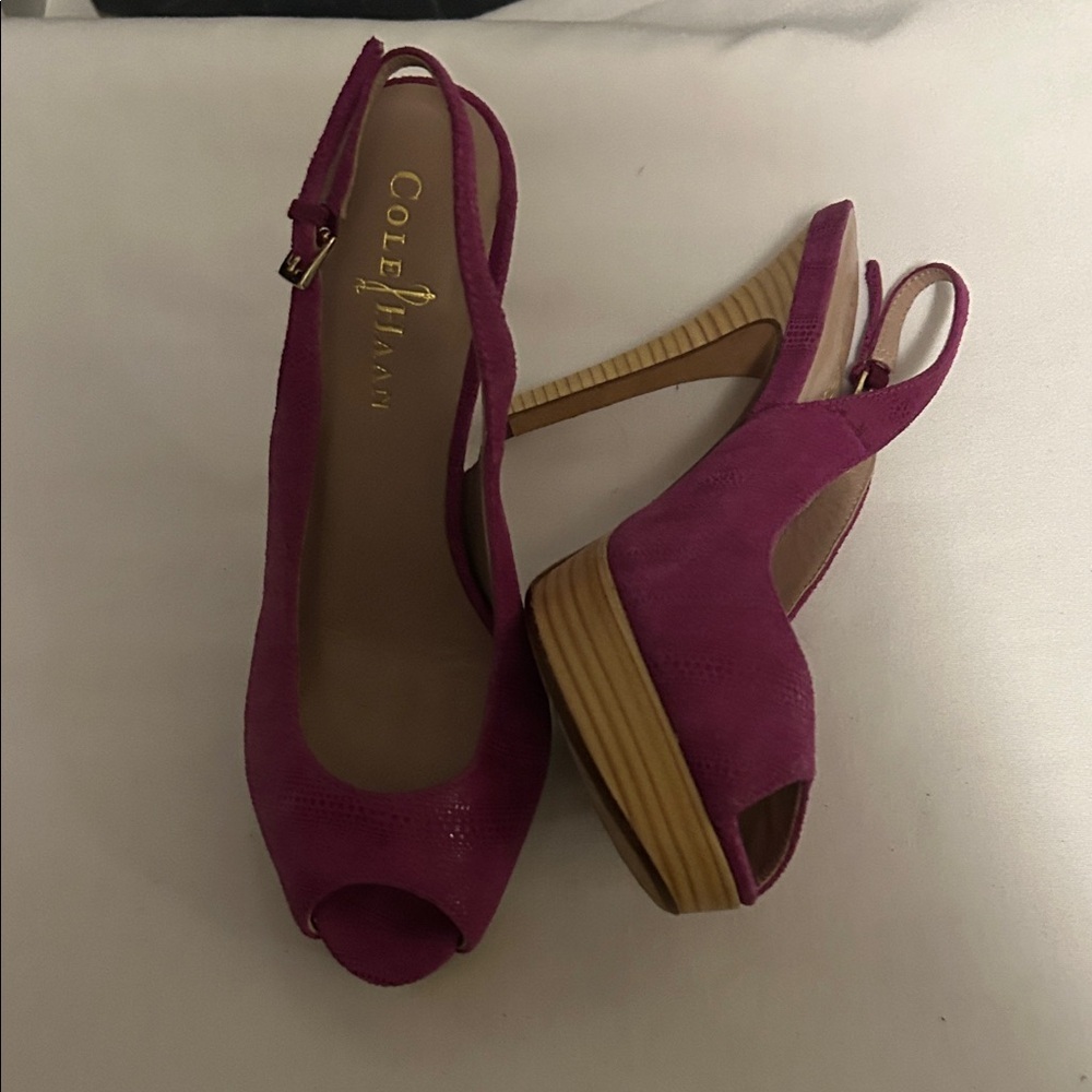 Cole Haan Women's Fuchsia Platform Slingbacks. Size 6
